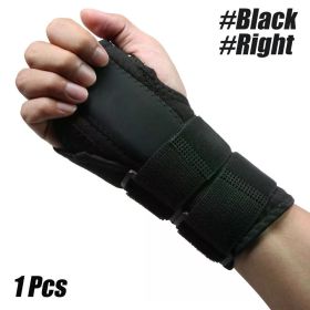 1Pcs Wrist Brace Carpal Tunnel, Adjustbale Wrist Support and Metal Splint Stabilizer, Night Sleeep Hand Brace for Pain Relief (Color: Black-Right)