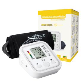 Automatic Upper Arm Blood Pressure Monitor Pulse Meter BP Machine Voice Talking (Color: White)