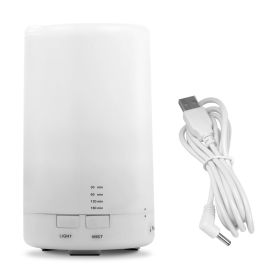 1Pc Mini Cool Mist Humidifier Ultrasonic Aroma Essential Oil Diffuser With 7 Color LED Lights 4 Timer Settings For Office Home Room Vehicle Study (Color: White)