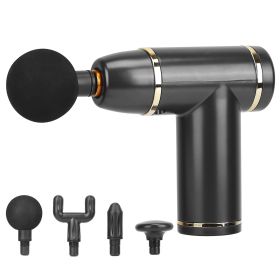 Percussion Massage Gun USB Type C Rechargeable Deep Tissue Vibration Massager Handheld Leg Body Cordless Massager w/ 4 Interchangeable Heads 8 Intensi (Option: Black)